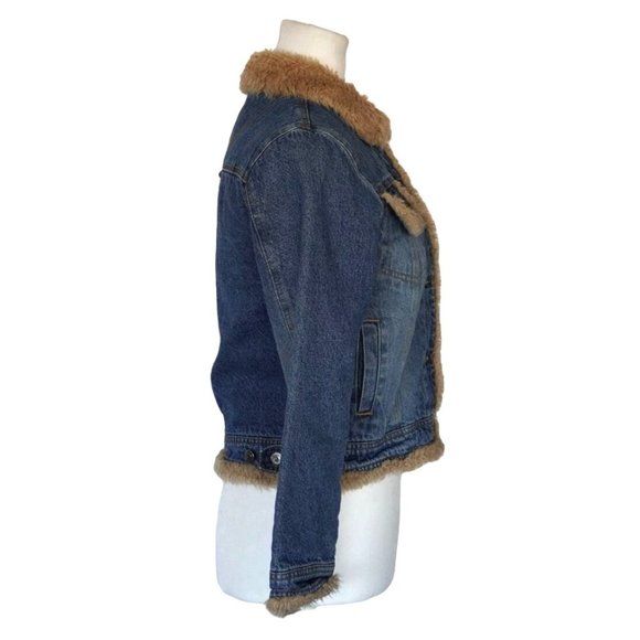 Y2K Amy Byer Faux Fur Jean Jacket Size M Insulated Blue Denim 2000s - Picture 7 of 16